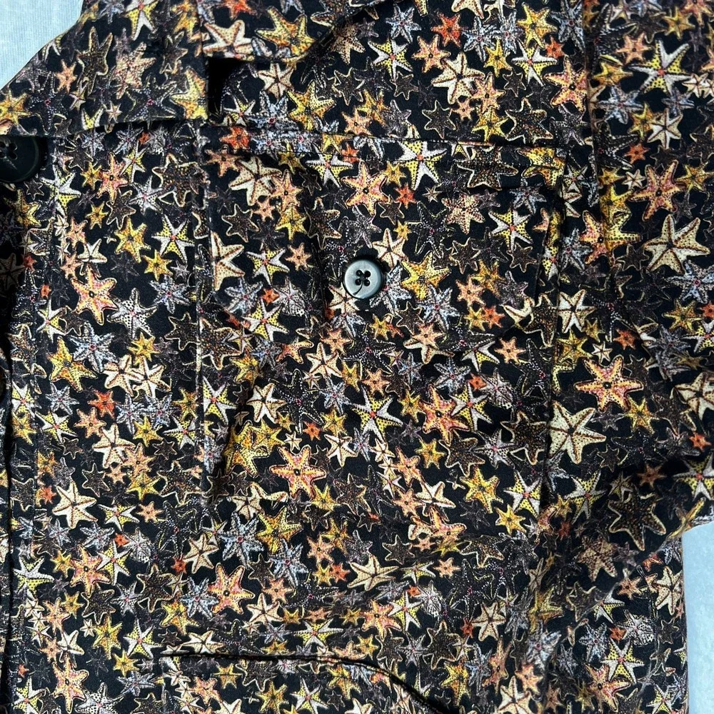 Kika Vargas Star Jacket Button Down Blouse Black‎ Cotton Blend Colombia Sz XS